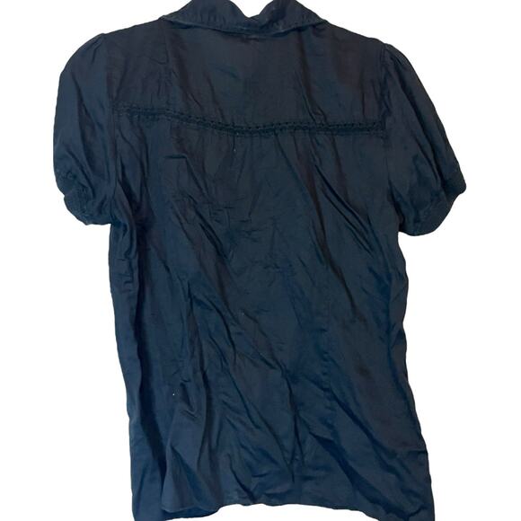 J Jill Short Sleeve Button front Shirt with crochet details size M - Picture 2 of 9